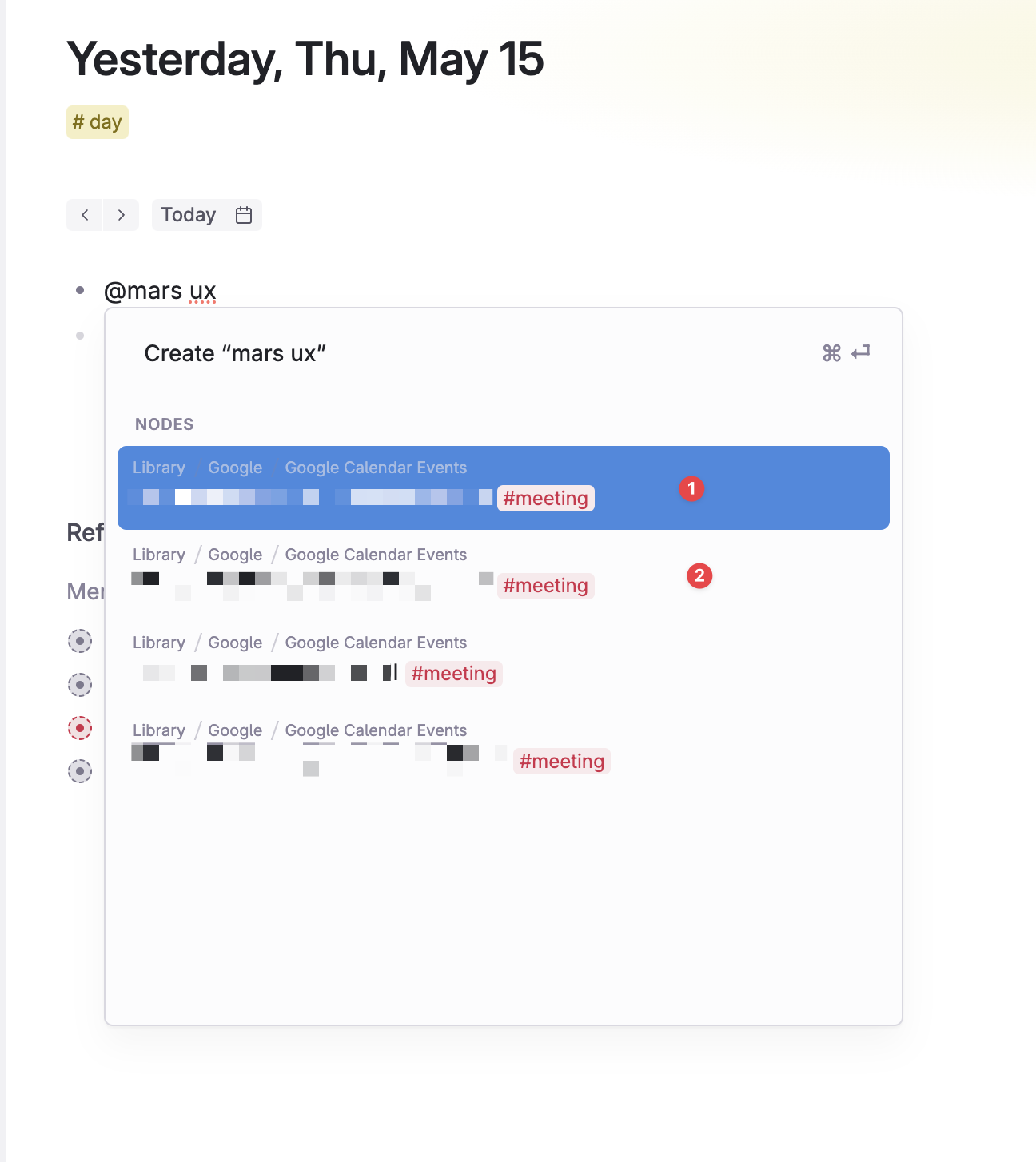 Recurring events in search results